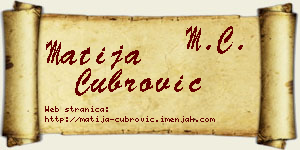 Matija Čubrović vizit kartica